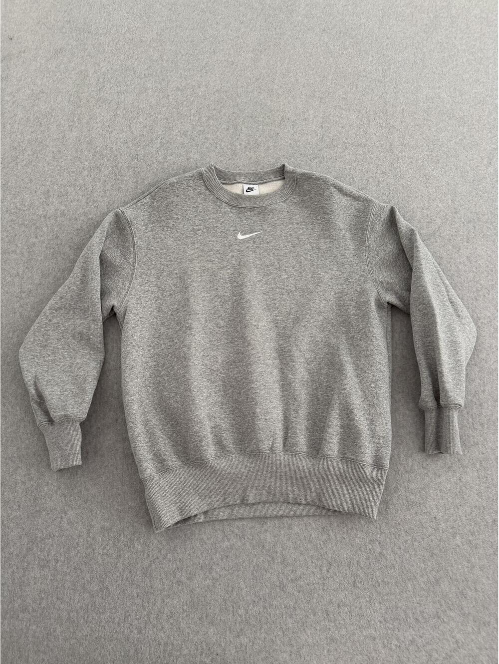Nike Center Check Swoosh Gray Crewneck Pullover Sweater Size Small